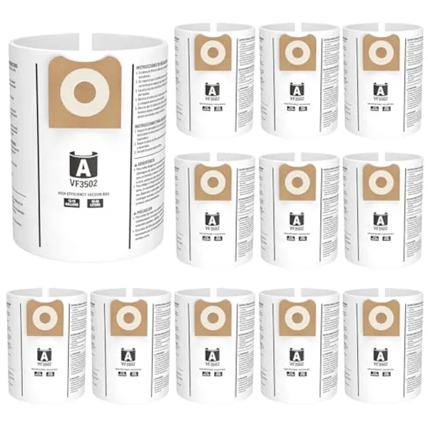 12 Pack 23743 VF3502 Vacuum Bags for Ridgid 12 to 16 Gallon Wet Dry Vacuums