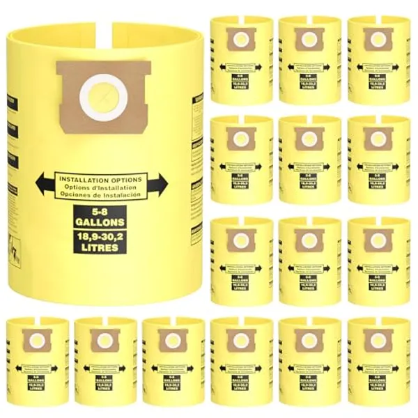15 PCS 5-8 Gallon Wet Dry Vacuum Filter Bags Replacement for Shop Vac Bags